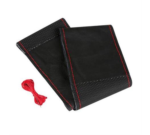 Lampa Κάλυμμα Τιμονιού Αυτοκινήτου Sport Leather Top Grip Δετό 37-39εκ. Λείο & Διάτρητο Γνήσιο Δέρμα Μαύρο με Κόκκινη Ραφή 1-τεμ. (L3299.9)