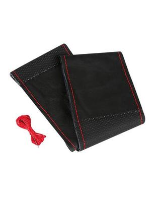 Lampa Κάλυμμα Τιμονιού Αυτοκινήτου Sport Leather Top Grip Δετό 37-39εκ. Λείο & Διάτρητο Γνήσιο Δέρμα Μαύρο με Κόκκινη Ραφή 1-τεμ. (L3299.9)