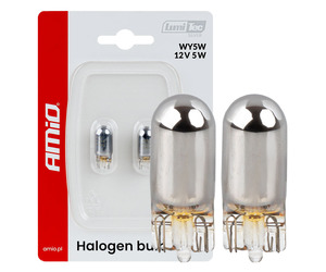 Amio – Λάμπες Αλογόνου WY5W W2.1x9.5d Καρφωτές 12V 5W Λευκό/Χρώμιο Lumitec για Φωτισμό Θέσης & Εσωτερικό – Σετ 2 Τεμ. (04628/AM)