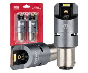 Amio - P21/5W BAY15s 12/24V 6.000K 2xSMD LED(ΜΕ ΑΝΕΜΙΣΤΗΡΑΚΙ) FULL CAN-BUS ΛΕΥΚΟ PRO SERIES - 2 Τεμ. (03605/AM)
