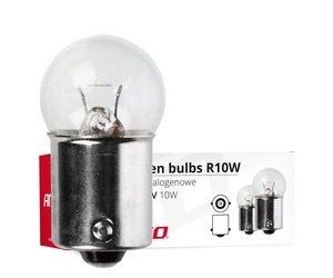 Amio – Λαμπτήρες Αλογόνου R10W BA15s 12V 10W (Φουντούκι) για Φώτα Θέσης Στοπ Φλας και Πινακίδας Αυτοκινήτου – Κουτί 10 Τεμ. (01487/AM)