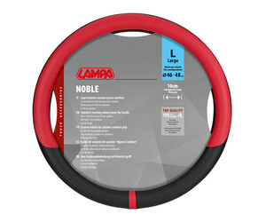 Lampa - Κάλυμμα Τιμονιού Φορτηγού NOBLE από Skeentex L 46-48εκ. Άοσμο Μαλακό αντιολισθητικό εύκολη τοποθέτηση φαρδιά λαβή 10εκ. Μαύρο / Κόκκινο - 1 τεμ. (L9708.8)