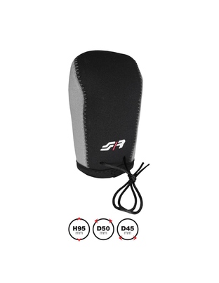 ΚΑΛΥΜΜΑ ΓΙΑ ΠΟΜΟΛΟ ΤΑΧΥΤΗΤΩΝ GEAR KNOB COVER ΜΑΥΡΟ/ΓΚΡΙ ΜΙΚΡΟΦΙΜΠΡΑ 95x45mm SIMONI RACING - 1 TEM.