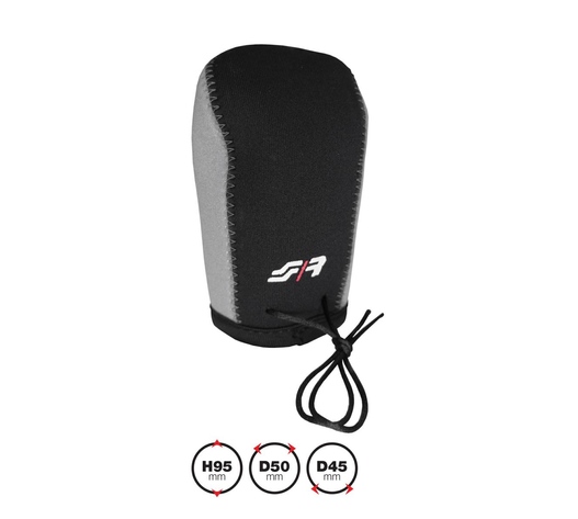 ΚΑΛΥΜΜΑ ΓΙΑ ΠΟΜΟΛΟ ΤΑΧΥΤΗΤΩΝ GEAR KNOB COVER ΜΑΥΡΟ/ΓΚΡΙ ΜΙΚΡΟΦΙΜΠΡΑ 95x45mm SIMONI RACING - 1 TEM.