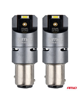 Amio - P21/5W BAY15s 12/24V 6.000K 2xSMD LED(ΜΕ ΑΝΕΜΙΣΤΗΡΑΚΙ) FULL CAN-BUS ΛΕΥΚΟ PRO SERIES - 2 Τεμ. (03605/AM)