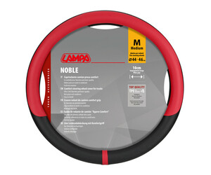 Lampa - Κάλυμμα Τιμονιού Φορτηγού NOBLE από Skeentex M 44-46εκ. Άοσμο Μαλακό αντιολισθητικό εύκολη τοποθέτηση φαρδιά λαβή 10εκ. Μαύρο / Κόκκινο - 1 τεμ. (L9708.7)