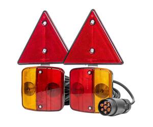 Amio – Φανάρια Τρέιλερ Μαγνητικά 12V με 7-PIN ISO & Ανακλαστικά Τρίγωνα για Ασφαλή Σήμανση & Ορατότητα – 2 Τεμ. (02095/AM)