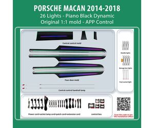 DIQ AMBIENT PORSCHE BSJ05D (Digital iQ Ambient Light for Porsche Macan mod. 2014-2018 with 26 Lights) PIANO BLACK DYNAMIC