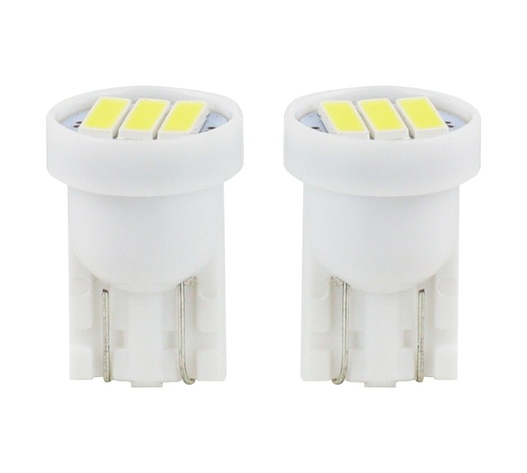 Amio - Λαμπάκια LED 3SMD 7020 τύπου T10 βάση W5W W2.1x9.5d τάση λειτουργίας 12V απόδοσης 0.4W χρώμα λευκό για Επιβατικά Αυτοκίνητα - 2 τεμ. (01096/AM)