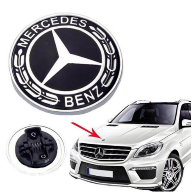 Mercedes-Benz - Σήμα Καπό Κουμπωτό Μαύρο/ασημί