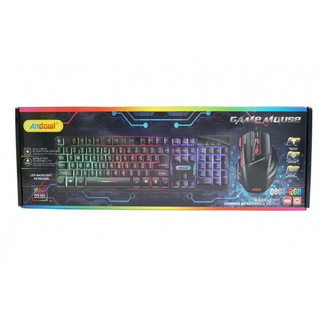 ΠΛΗΚΤΡΟΛΟΓΙΟ LED RGB+ΠΟΝΤΙΚΙ GAMING ANDOWL Q-803