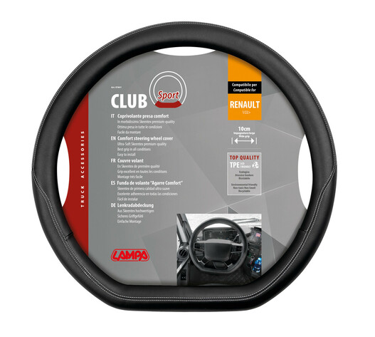Lampa - Κάλυμμα Τιμονιού Club Sport από Skeentex για Renaultt T 01/22> κοφτό άοσμο μαλακό φαρδιά λαβή Μαύρο - 1 τεμ. (L9784.1)