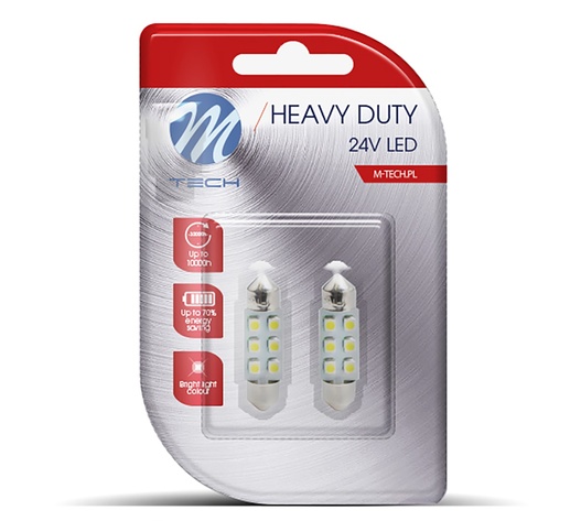 ΛΑΜΠΑΚΙΑ ΠΛΑΦΟΝΙΕΡΑΣ C5W 24V 0,24W SV8,5 36mm LED 6xSMD3528 ΜΠΛΕ BLISTER 2ΤΕΜ. M-TECH