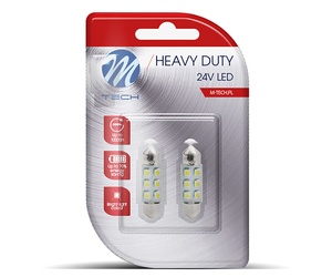 ΛΑΜΠΑΚΙΑ ΠΛΑΦΟΝΙΕΡΑΣ C5W 24V 0,24W SV8,5 36mm LED 6xSMD3528 ΜΠΛΕ BLISTER 2ΤΕΜ. M-TECH