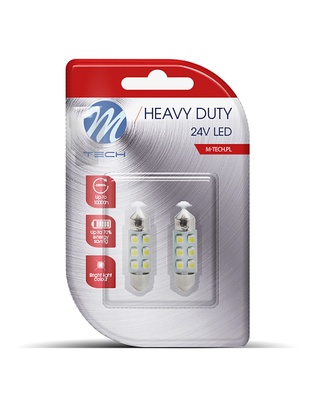 ΛΑΜΠΑΚΙΑ ΠΛΑΦΟΝΙΕΡΑΣ C5W 24V 0,24W SV8,5 36mm LED 6xSMD3528 ΜΠΛΕ BLISTER 2ΤΕΜ. M-TECH