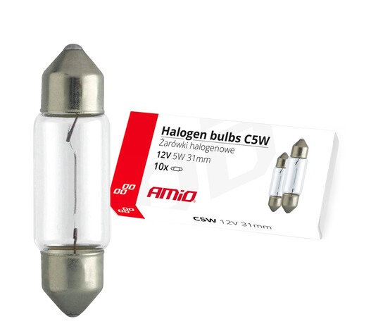 Amio - ΛΑΜΠΑΚΙΑ ΠΛΑΦΟΝΙΕΡΑΣ C5W 12V 5W 31mm ΑΛΟΓΟΝΟΥ ΚΟΥΤΙ - 10 ΤΕΜ. (02553/AM)