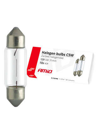 Amio - ΛΑΜΠΑΚΙΑ ΠΛΑΦΟΝΙΕΡΑΣ C5W 12V 5W 31mm ΑΛΟΓΟΝΟΥ ΚΟΥΤΙ - 10 ΤΕΜ. (02553/AM)