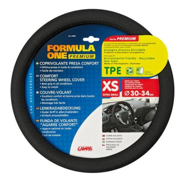 Lampa Κάλυμμα Τιμονιού Αυτοκινήτου Formula One Premium 30-34εκ. Άοσμο Αντιιδρωτικό Ευρείας κάλυψης¨Μαύρο 1-τεμ. (L3298.3)