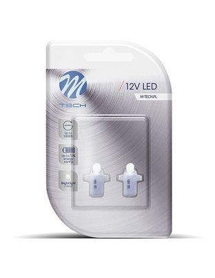 BAX 12V B8,3d 0,2W LED 1xFLUX 5mm ΛΕΥΚΟ BLISTER 2ΤΕΜ. M-TECH