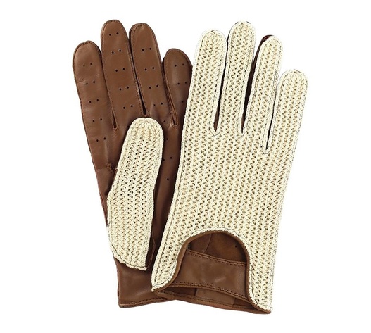 ΓΑΝΤΙΑ ΟΔΗΓΟΥ ΔΕΡΜΑΤΙΝΑ/ΠΛΕΚΤΑ ΚΑΦΕ (XL) VINTAGE GLOVES