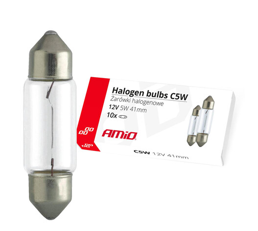 Amio - ΛΑΜΠΑΚΙΑ ΠΛΑΦΟΝΙΕΡΑΣ C5W 12V 5W 41mm ΑΛΟΓΟΝΟΥ ΚΟΥΤΙ - 10 ΤΕΜ. (02554/AM)