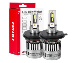 Amio - ΛΑΜΠΕΣ H4 9>16V 6.000K 5.400lm 60W K3 SERIES LED CAN-BUS (ΜΕ ΨΥΚΤΡΑ) - 2 Τεμ. (03682/AM)