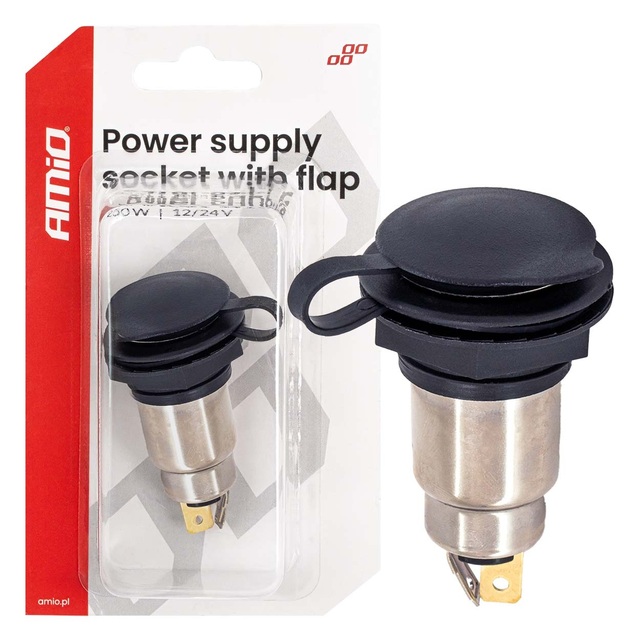 Amio - Πρίζα Τροφοδοσίας με Καπάκι 12V / 24V – 250W - 1 τεμ. (04462/AM)