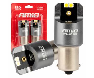 Amio - ΛΑΜΠΕΣ LED CAN-BUS P21W BA15S 12/24V 6.000K 4xSMD ΛΕΥΚΟ PRO SERIES - 2 ΤΕΜ. (03583/AM)