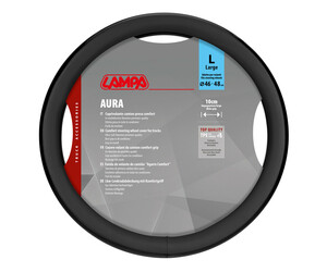 Lampa - Κάλυμμα Τιμονιού Φορτηγού Aura Skeentex Μαύρο Μέγεθος L Ø46–48cm Ultra-Soft, Αντιολισθητικό, Φάρδος 10cm - 1 τεμ. (L9707.4)