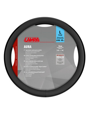 Lampa - Κάλυμμα Τιμονιού Φορτηγού Aura Skeentex Μαύρο Μέγεθος L Ø46–48cm Ultra-Soft, Αντιολισθητικό, Φάρδος 10cm - 1 τεμ. (L9707.4)