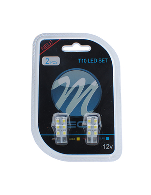 T10 W5W 12V W2,1x9,5d LED 6xSMD3528 ΛΕΥΚΟ (ΚΑΡΦΩΤΟ ΑΚΑΛΥΚΟ) BLISTER 2ΤΕΜ. M-TECH