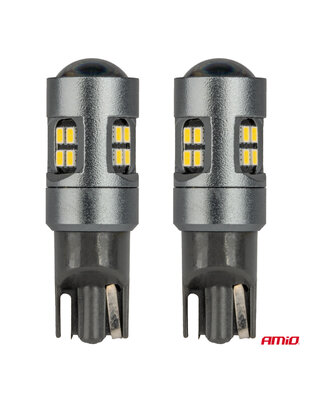 Amio - ΛΑΜΠΑΚΙΑ T10 W5W 12V/24V LED CAN-BUS 16xSMD 2016 ΛΕΥΚΟ ΦΩΣ 5.500K (ΣΕ ΧΡΩΜΑ ΧΡΩΜΙΟΥ) - 2 ΤΕΜ. (04234/AM)