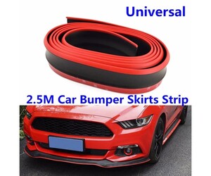 Lip spoiler universal μαύρο με κόκκινη ρίγα
