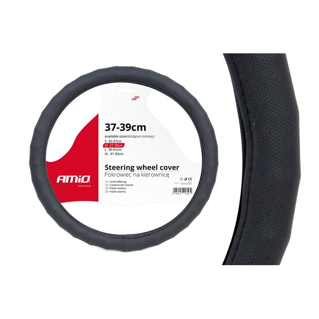 Amio - Κάλυμμα τιμονιού Swc-14 διάσταση 37/39cm χρώμα μαύρο για Επιβατικά Αυτοκίνητα - 1 τεμ. (01378/AM)