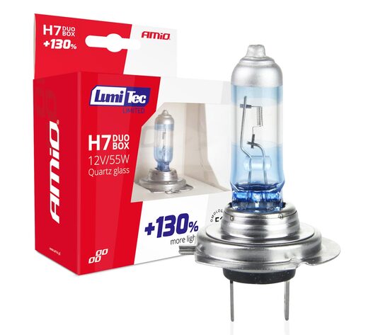 Amio – Λάμπες Αλογόνου H7 12V 55W P14.5s Lumitec Limited +130% έως 40m 4300K για Αυτοκίνητο & Μοτοσυκλέτα Σετ 2 Τεμ. (01406/AM)
