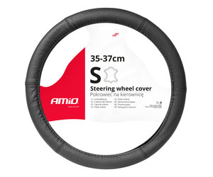 Amio - ΚΑΛΥΜΜΑ ΤΙΜΟΝΙΟΥ ΑΠΟ ΔΕΡΜΑ (M) 37/39cm SWC-50-M ΣΕ ΜΑΥΡΟ ΧΡΩΜΑ ΤΡΥΠΗΤΟ ΜΕ ΜΑΥΡΕΣ ΡΑΦΕΣ - 1 ΤΕΜ. (03556/AM)