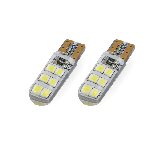Amio - Λαμπάκια LED Standard Silica 12SMD τύπου T10 τάση λειτουργίας 12V απόδοσης 1.5W χρώμα λευκό για Επιβατικά Αυτοκίνητα - 2 τεμ. (01095/AM)