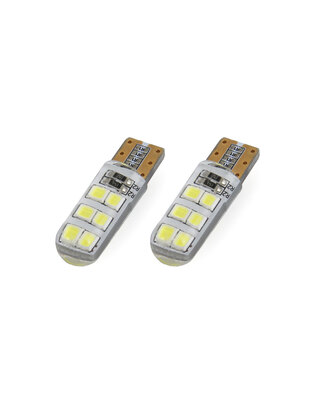 Amio - Λαμπάκια LED Standard Silica 12SMD τύπου T10 τάση λειτουργίας 12V απόδοσης 1.5W χρώμα λευκό για Επιβατικά Αυτοκίνητα - 2 τεμ. (01095/AM)