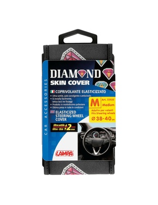 ΚΑΛΥΜΜΑ ΤΙΜΟΝΙΟΥ SKIN-COVER DIAMOND (ΔΙΑΜΑΝΤΙΑ) 38/40cm (M) ΜΑΥΡΟ ΕΛΑΣΤΙΚΟ ΠΟΛΥΕΣΤΕΡΙΚΟ 2mm ΠΑΧΟΣ