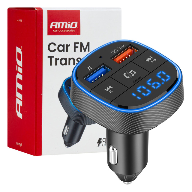 Amio - FM Transmitter Αναπτήρα τύπου FMT01 τάση λειτουργίας για Επιβατικά Αυτοκίνητα και Φορτηγά με 2xUSB Type-A για Επιβατικά Αυτοκίνητα και Φορτηγά - 1 τεμ. (04648/AM)