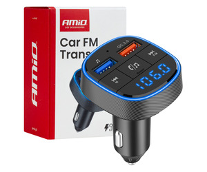 Amio - FM Transmitter Αναπτήρα τύπου FMT01 τάση λειτουργίας για Επιβατικά Αυτοκίνητα και Φορτηγά με 2xUSB Type-A για Επιβατικά Αυτοκίνητα και Φορτηγά - 1 τεμ. (04648/AM)