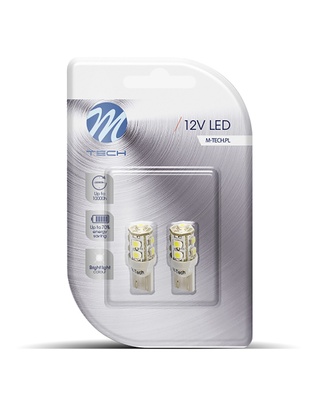 T10 W5W 12V W2,1x9,5d LED 9xSMD3528 ΚΙΤΡΙΝΟ (ΚΑΡΦΩΤΟ ΑΚΑΛΥΚΟ) BLISTER  M-TECH - 2ΤΕΜ.
