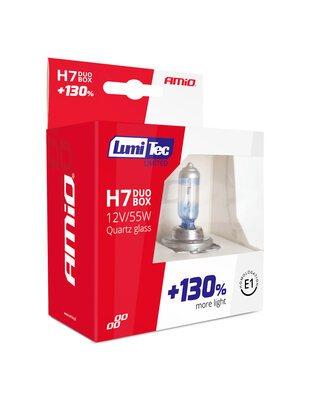 Amio – Λάμπες Αλογόνου H7 12V 55W P14.5s Lumitec Limited +130% έως 40m 4300K για Αυτοκίνητο & Μοτοσυκλέτα Σετ 2 Τεμ. (01406/AM)