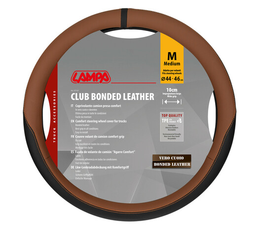 Lampa - Κάλυμμα Τιμονιού Φορτηγού Club τεχνόδερμα και Skeentex M 44-46εκ. Άοσμο Μαλακό εύκολη τοποθέτηση φαρδιά λαβή 10εκ. Καφέ - 1 τεμ. (L9716.7)
