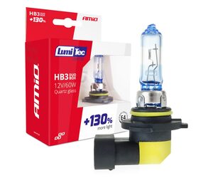 Amio - Λάμπες Αλογόνου HB3 9005 12V 60W LumiTec Limited +130% Φως έως 40m για Μεγάλη Σκάλα & Πορείας με Λευκό Φως 4300K και UV Protection για Καθαρό Φωτισμό - 1 Σετ (02103/AM)