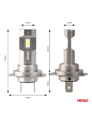 Amio - Λαμπτήρες LED Φώτων Εμπρός τύπου H7/H18 βάση PX26d/PY26d-1 τάση λειτουργίας 12V απόδοσης 30W (2710lm) Series H25 CANBUS 6000K για Επιβατικά Αυτοκίνητα - 2 τεμ. (04712/AM)