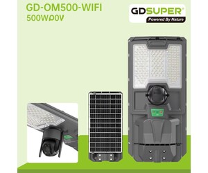 GDSUPER ΗΛΙΑΚΟΣ ΠΡΟΒΟΛΕΑΣ ΔΡΟΜΟΥ 500W ΜΕ ΕΝΣΩΜΑΤΩΜΕΝΗ ΚΑΜΕΡΑ ΑΣΦΑΛΕΙΑΣ GD-OM500-WIFI
