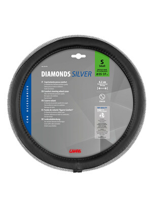 ΚΑΛΥΜΜΑ ΤΙΜΟΝΙΟΥ DIAMONDS SILVER (S) 35/37cm ΣΥΝΘΕΤΙΚΟ ΔΕΡΜΑ SKEENTEX ΜΑΥΡΟ/ΑΣΗΜΙ LAMPA  - 1 ΤΕΜ.