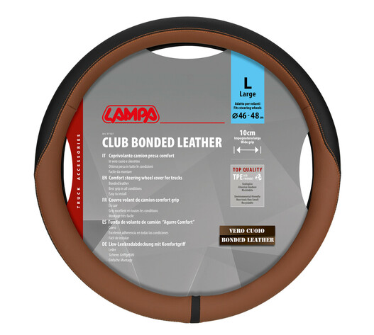 Lampa - Κάλυμμα Τιμονιού Φορτηγού Club τεχνόδερμα και Skeentex M 46-48εκ. Άοσμο Μαλακό εύκολη τοποθέτηση φαρδιά λαβή 10εκ. Καφέ - 1 τεμ. (L9716.8)