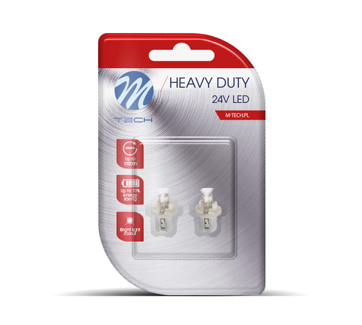 BAX 24V B8,5d 0,24W LED 1xFLUX 5mm ΛΕΥΚΟ ΔΙΑΘΛΑΣΗ BLISTER 2ΤΕΜ. M-TECH